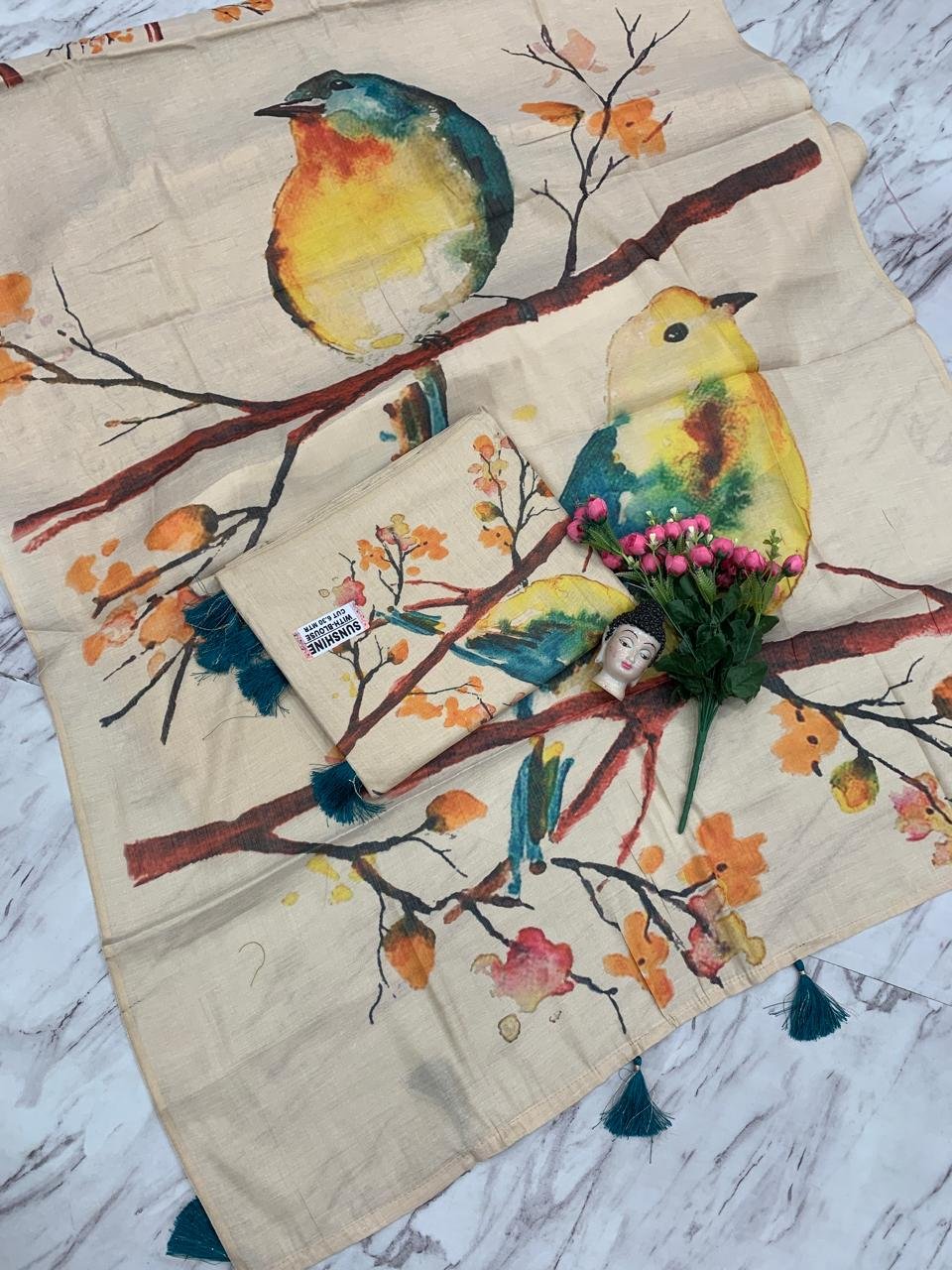 Tissue Silk Soft Cotton Saree with Digital Print