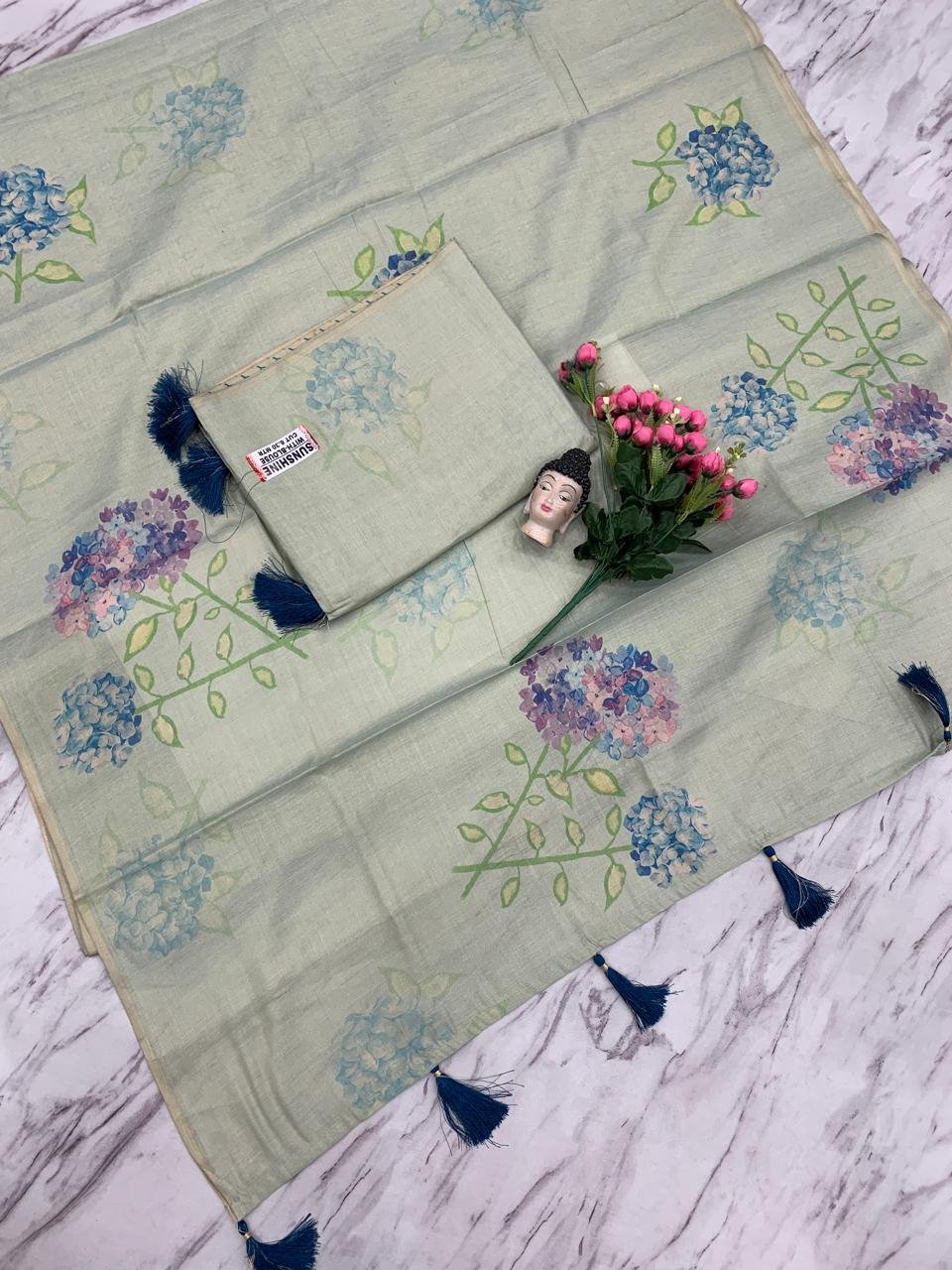 Tissue Silk Soft Cotton Saree with Digital Print