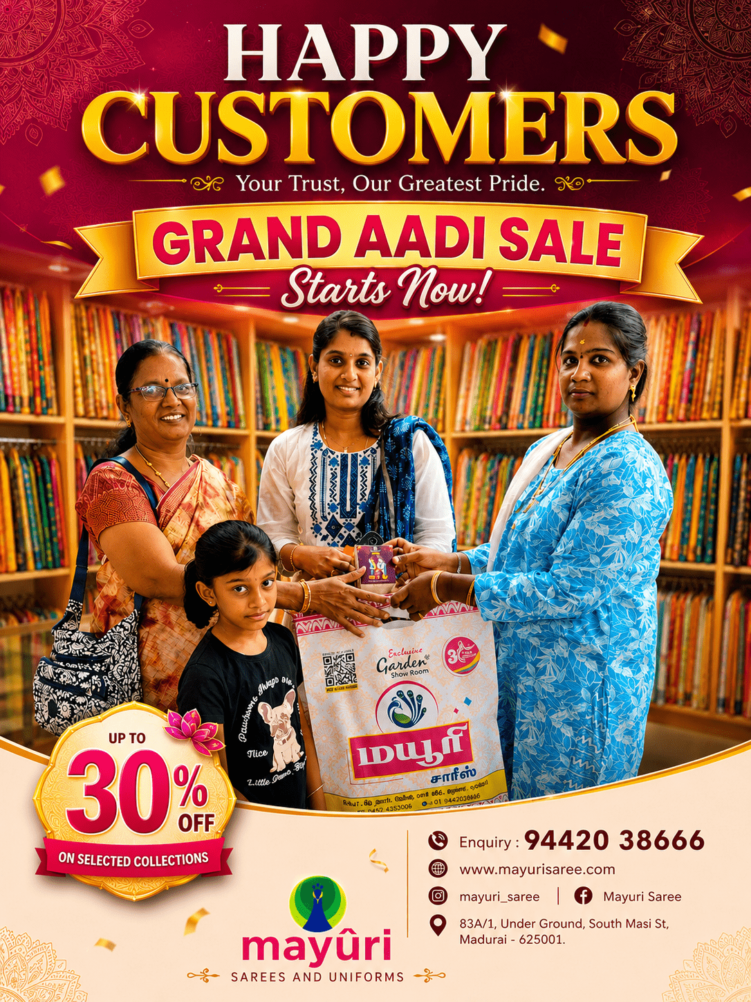 Mayuri Sarees and Uniforms Happy customer
